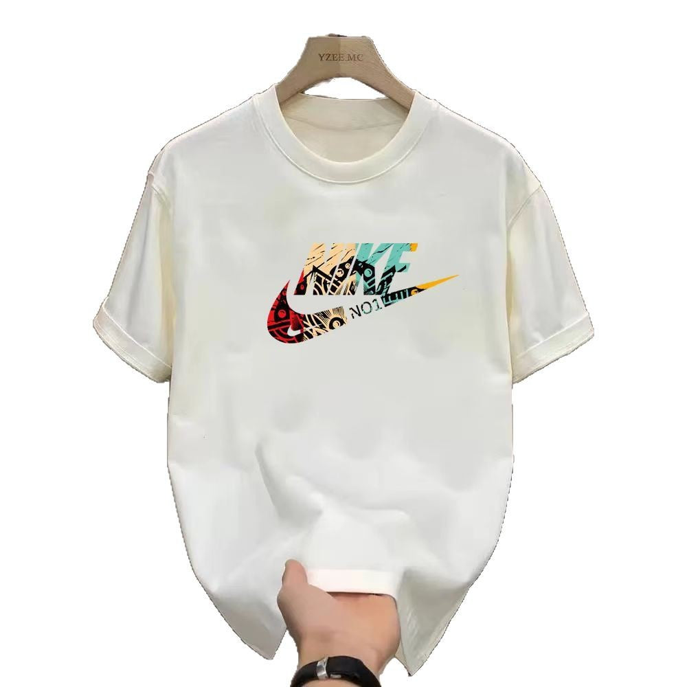 Men's short-sleeved pure cotton T-shirt, summer trendy brand, loose fit, versatile, round neck, half-sleeve, couple style, trendy T-shirt top