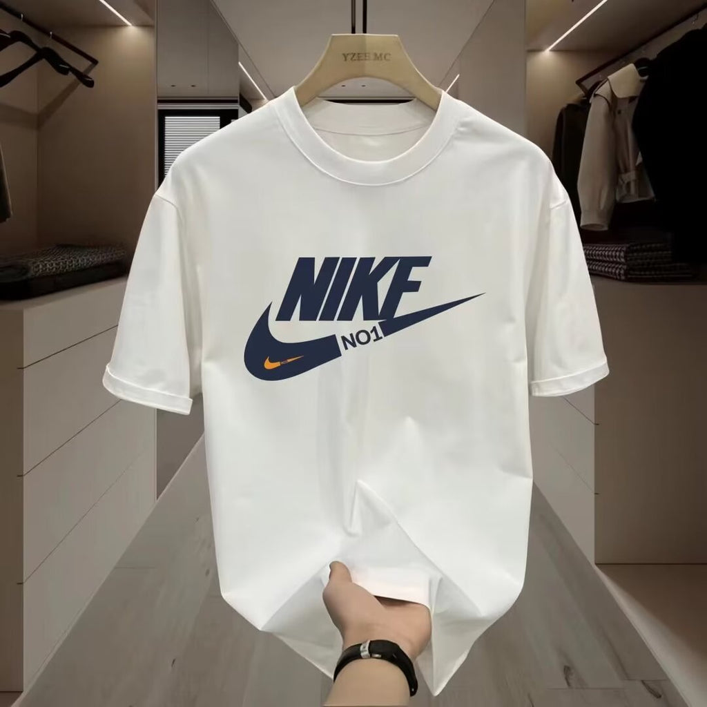 Men's short-sleeved pure cotton T-shirt, summer trendy brand, loose fit, versatile, round neck, half-sleeve, couple style, trendy T-shirt top
