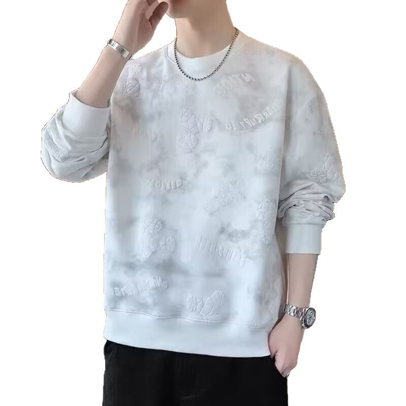 Men's Spring/Autumn High-End Trendy Crew Neck Sweatshirt, New Arrival, Long Sleeve, Casual, Trendy, Loose Fit, Versatile Top