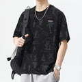 Men's Crew Neck Short Sleeve T-Shirt, Summer 2024 New Trendy Versatile Ice Silk Quick-Drying Printed Loose Casual T-Shirt
