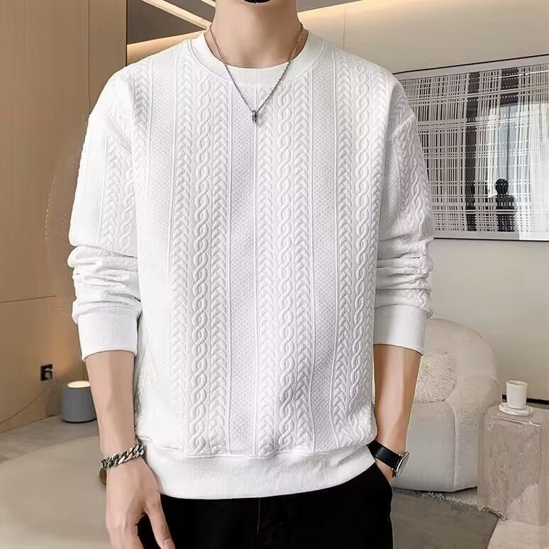 Men's Spring and Autumn New Style T-shirt Loose Crew Neck Base Layer Pullover Trendy Casual Long Sleeve T-shirt