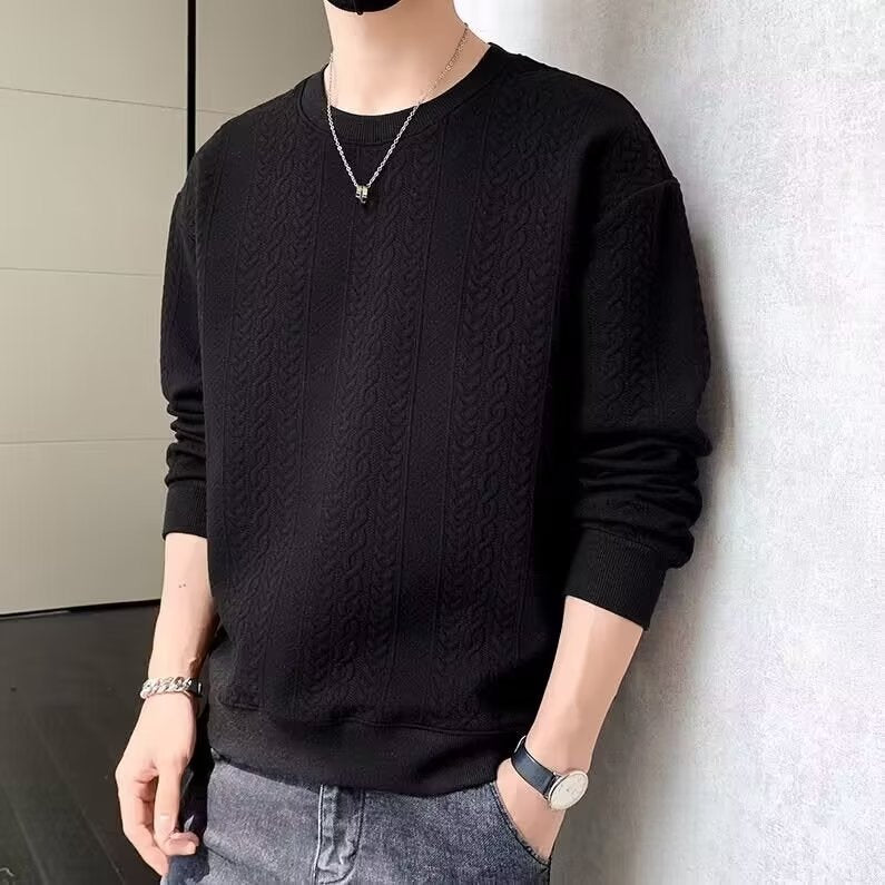 Men's Spring and Autumn New Style T-shirt Loose Crew Neck Base Layer Pullover Trendy Casual Long Sleeve T-shirt
