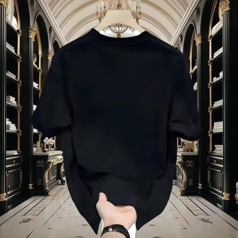 2025 New Style Pure Cotton Short-Sleeve T-Shirt for Men, Summer Fashionable White T-Shirt Base Layer Top