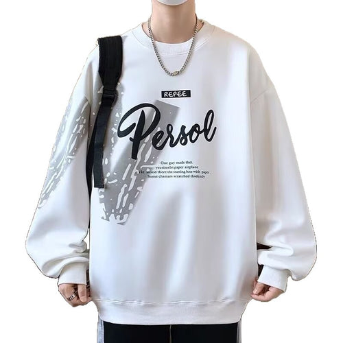 2025 New Spring and Autumn Long-Sleeved T-Shirt for Men, Hoodless Sweatshirt, Trendy and Stylish Men's Clothing for Teenagers and Students