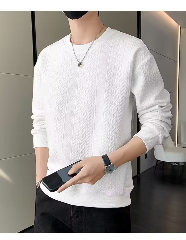 Men's Spring and Autumn New Style T-shirt Loose Crew Neck Base Layer Pullover Trendy Casual Long Sleeve T-shirt