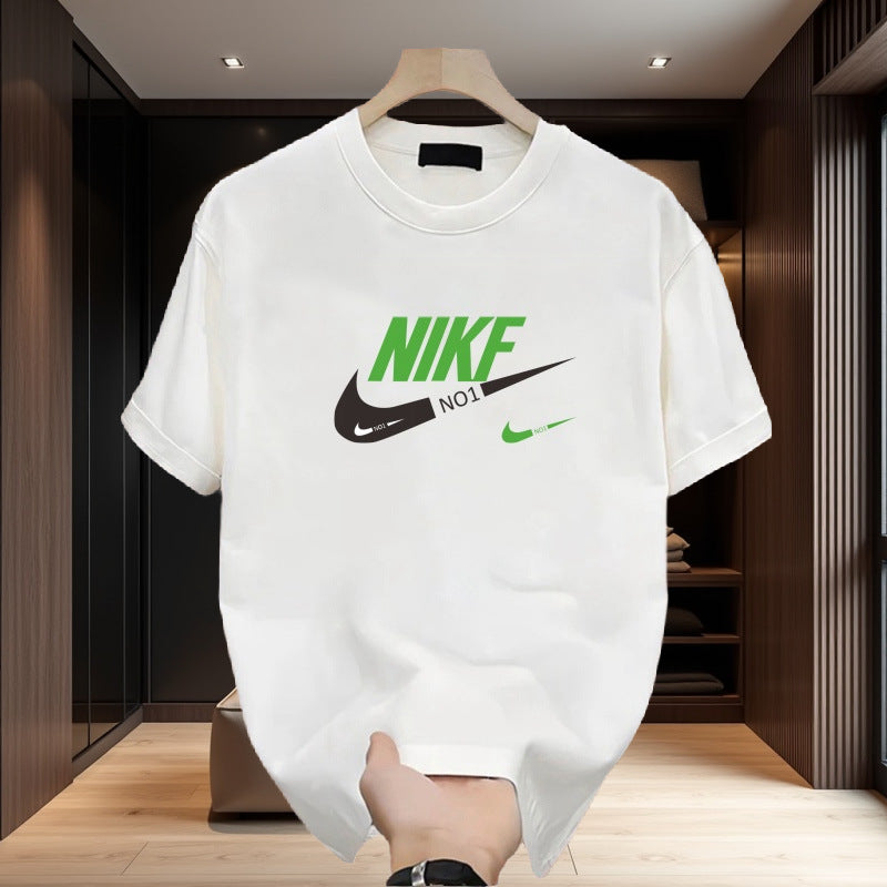 Men's short-sleeved pure cotton T-shirt, summer trendy brand, loose fit, versatile, round neck, half-sleeve, couple style, trendy T-shirt top