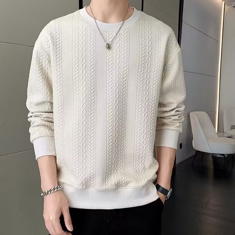 Men's Spring and Autumn New Style T-shirt Loose Crew Neck Base Layer Pullover Trendy Casual Long Sleeve T-shirt