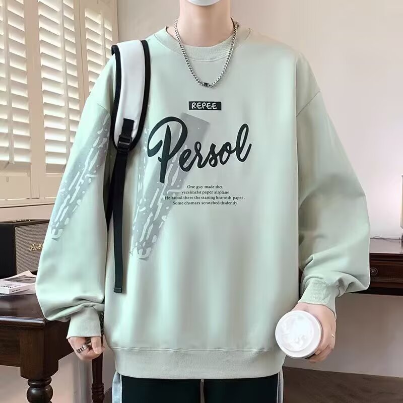 2025 New Spring and Autumn Long-Sleeved T-Shirt for Men, Hoodless Sweatshirt, Trendy and Stylish Men's Clothing for Teenagers and Students