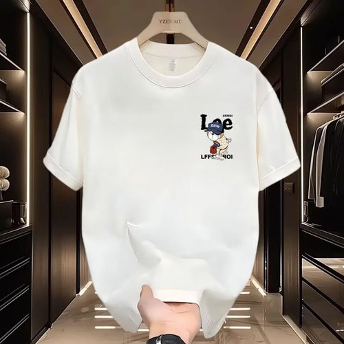 2025 New Style Pure Cotton Short-Sleeve T-Shirt for Men, Summer Fashionable White T-Shirt Base Layer Top