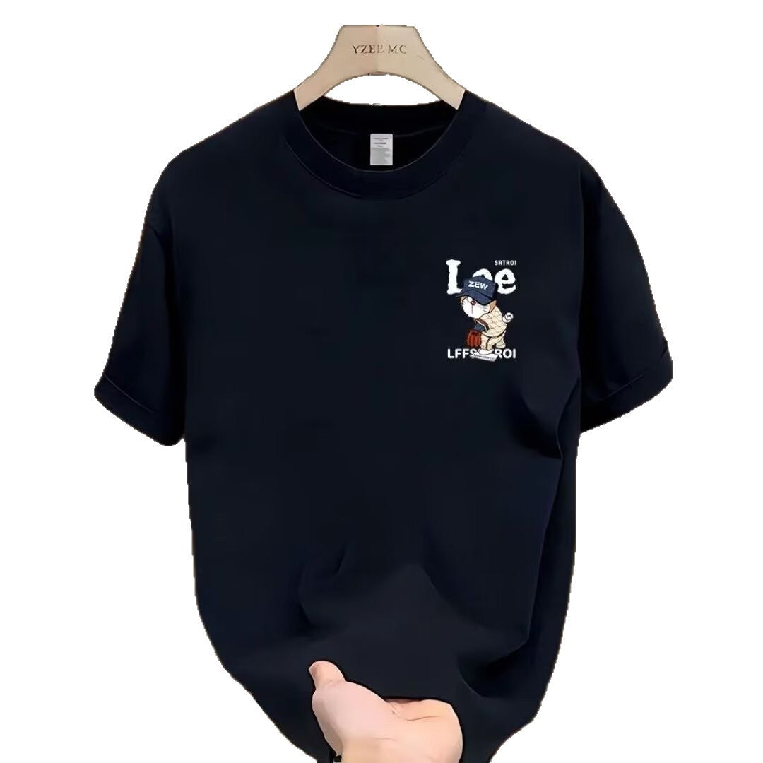 2025 New Style Pure Cotton Short-Sleeve T-Shirt for Men, Summer Fashionable White T-Shirt Base Layer Top