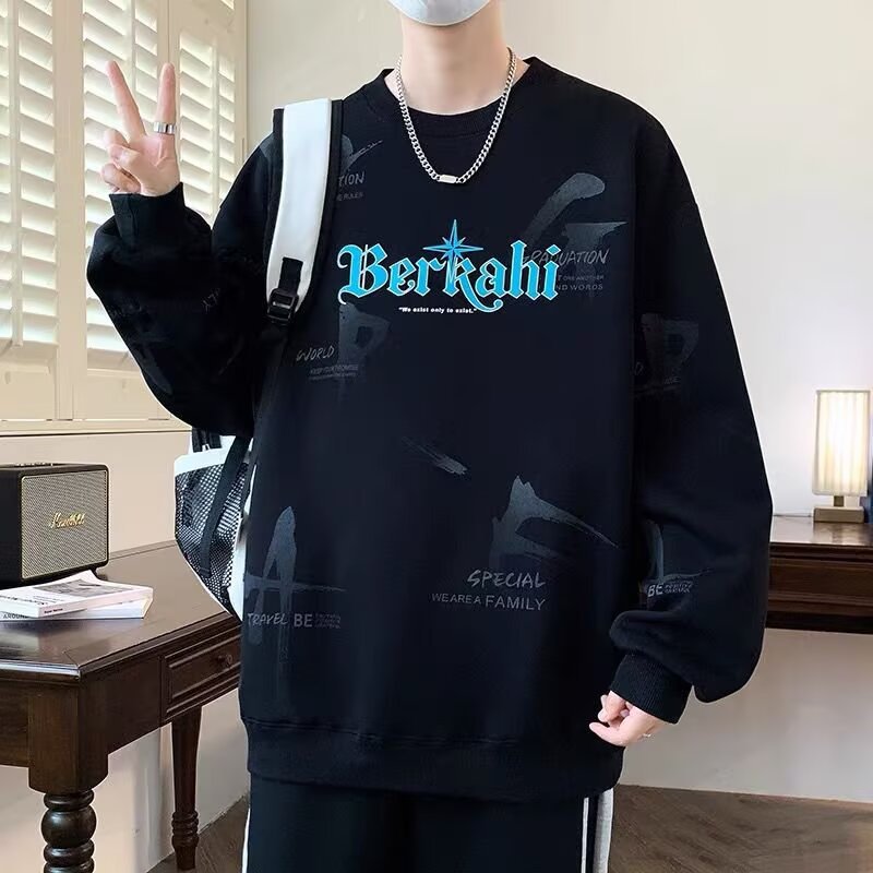 2025 New Spring and Autumn Long-Sleeved T-Shirt for Men, Hoodless Sweatshirt, Trendy and Stylish Men's Clothing for Teenagers and Students