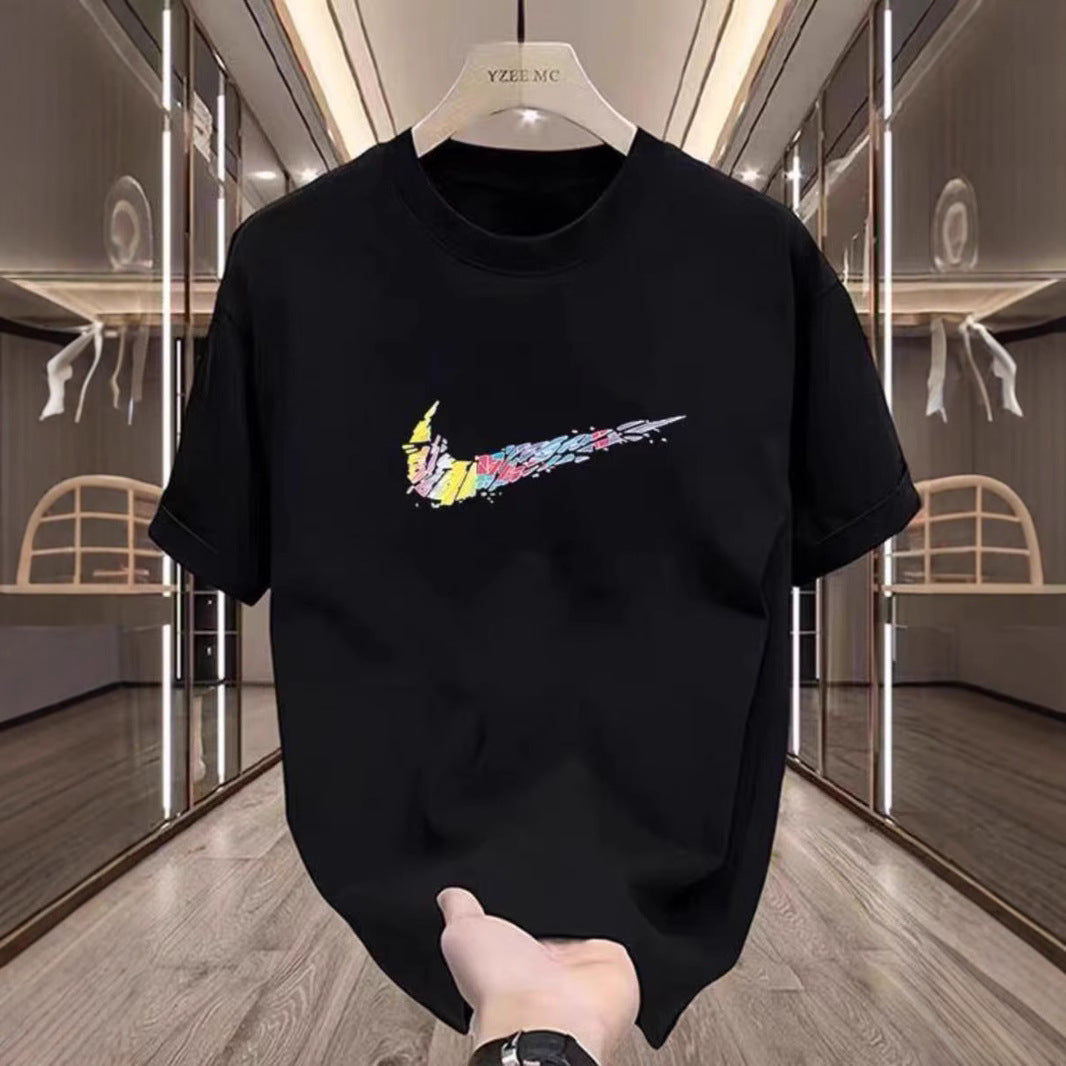 American retro heavyweight summer pure cotton trendy T-shirt men's short-sleeved T-shirt couple's half-sleeved base shirt top