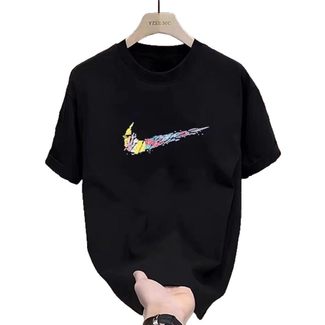 American retro heavyweight summer pure cotton trendy T-shirt men's short-sleeved T-shirt couple's half-sleeved base shirt top