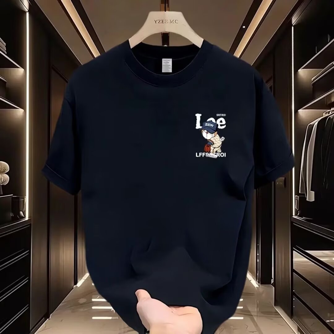 2025 New Style Pure Cotton Short-Sleeve T-Shirt for Men, Summer Fashionable White T-Shirt Base Layer Top